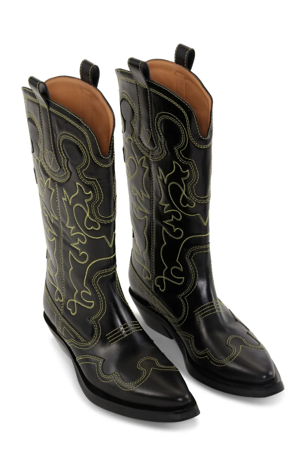 Ganni - Mid Shalf Embroidered Western Boot