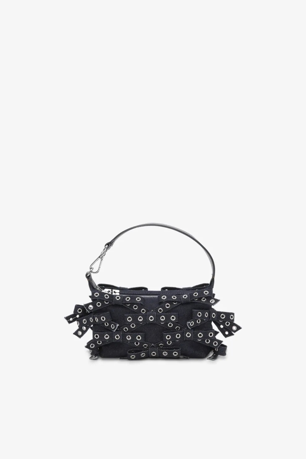 Ganni - Butterfly Small Pouch Bow Eyelet Denim
