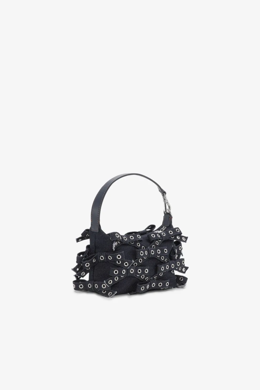 Ganni - Butterfly Small Pouch Bow Eyelet Denim