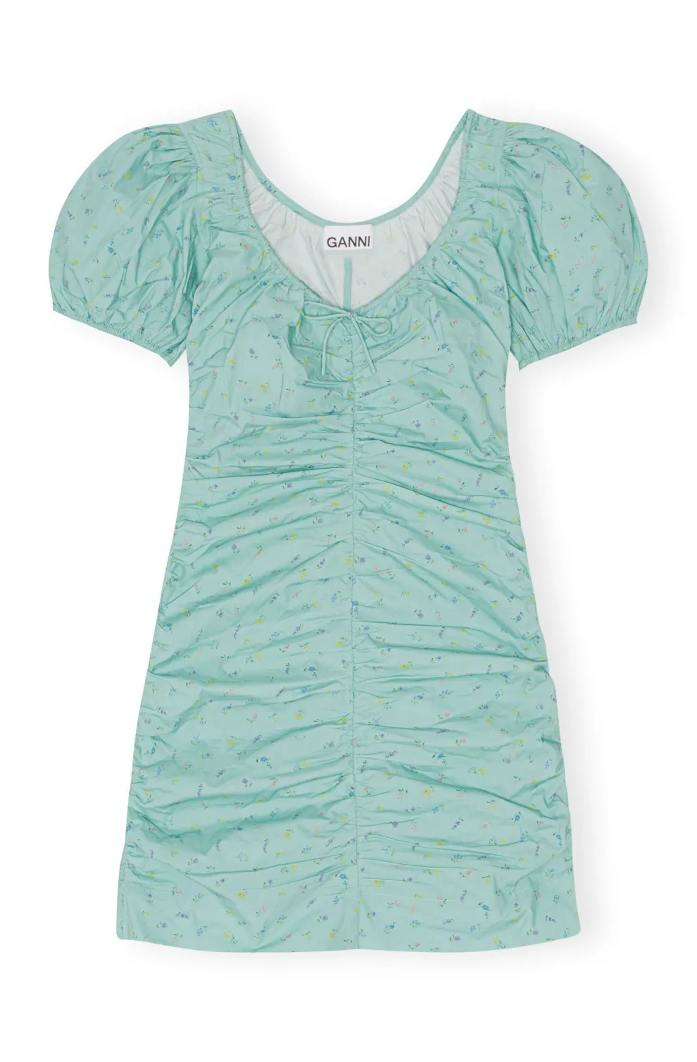 Ganni - Short Dress Swept at Col En U In Printed Cotton