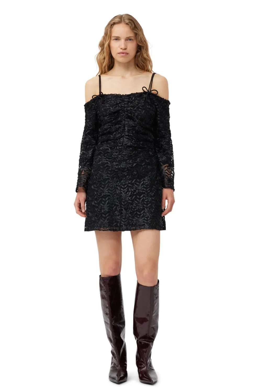 Ganni - Ribbon tulle mini dress