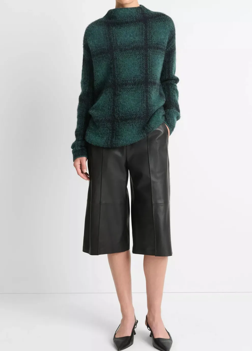 Vince - Shadow Plaid Funnel Neck Sweater