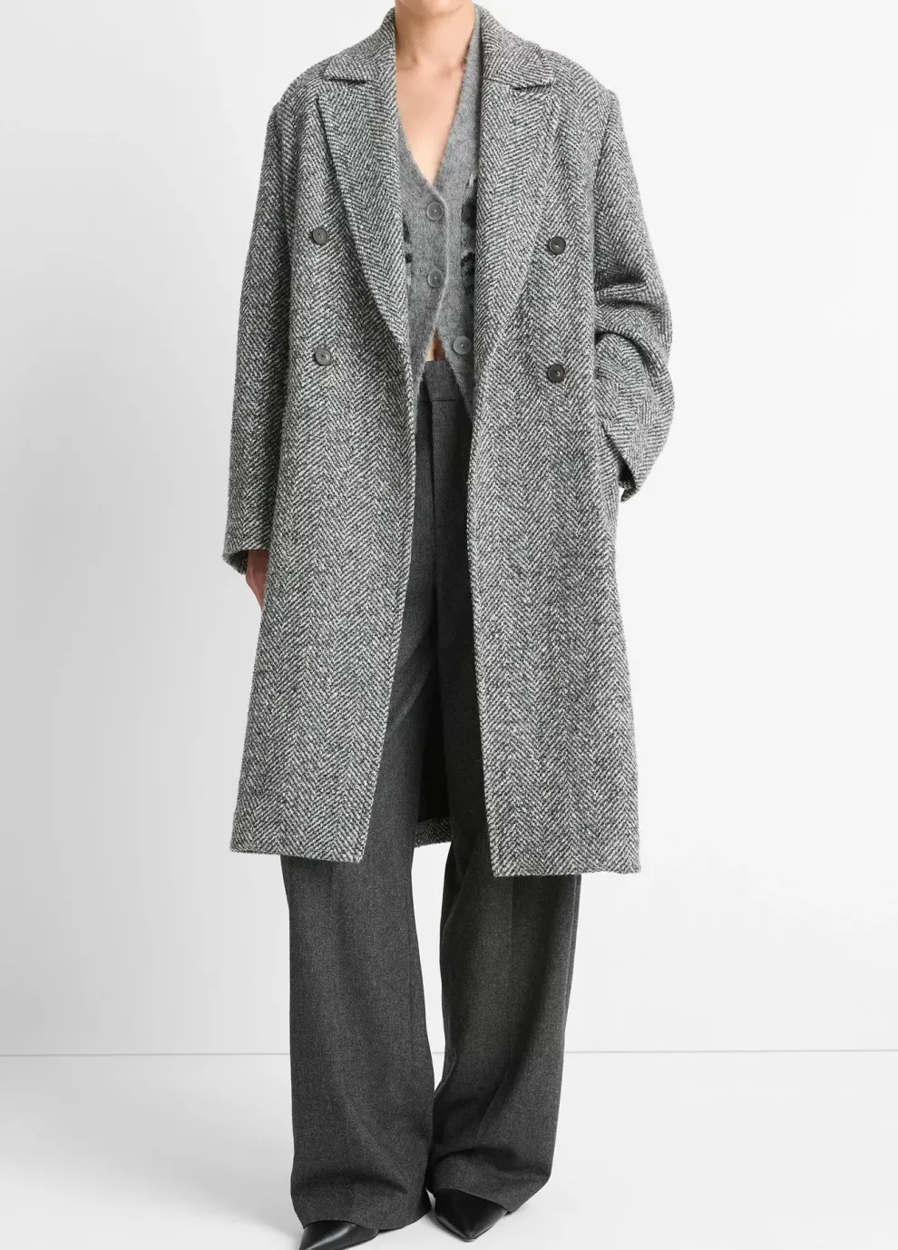 Vince - Herringbone Double Breasted Coat