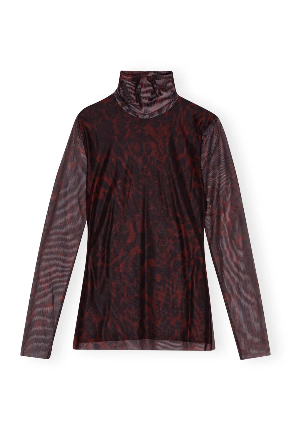 Ganni - Printed Mesh Long Sleeve Rollneck