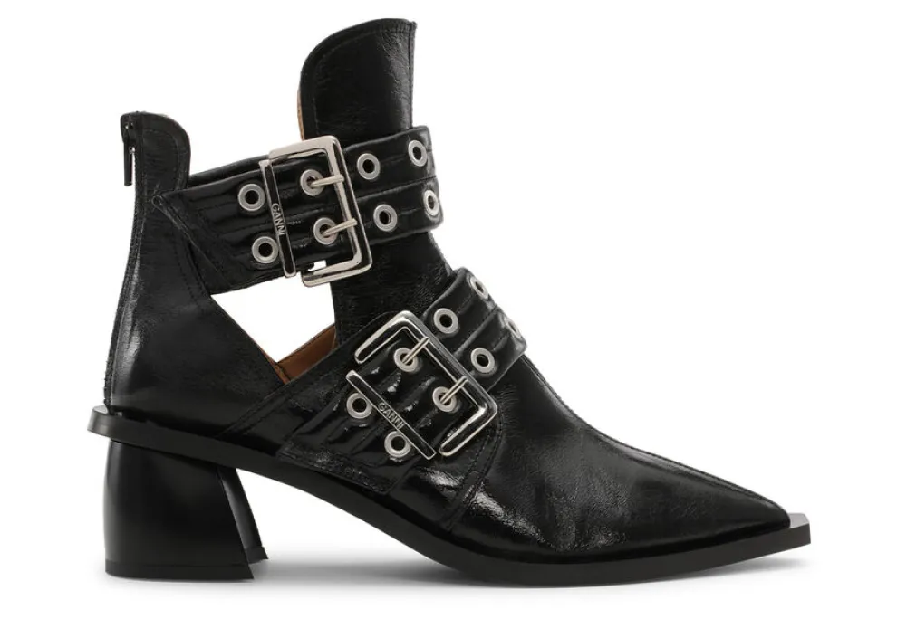 Ganni - Chunky Buckle Open Cut Boot Naplack