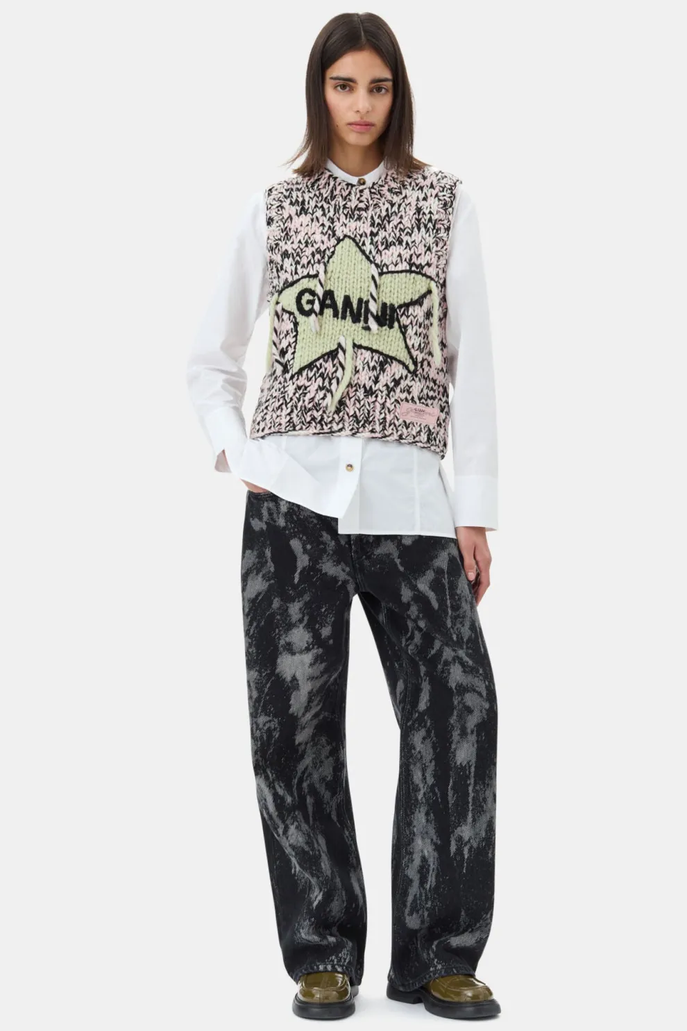 Ganni - Graphic Wool Handknit Vest