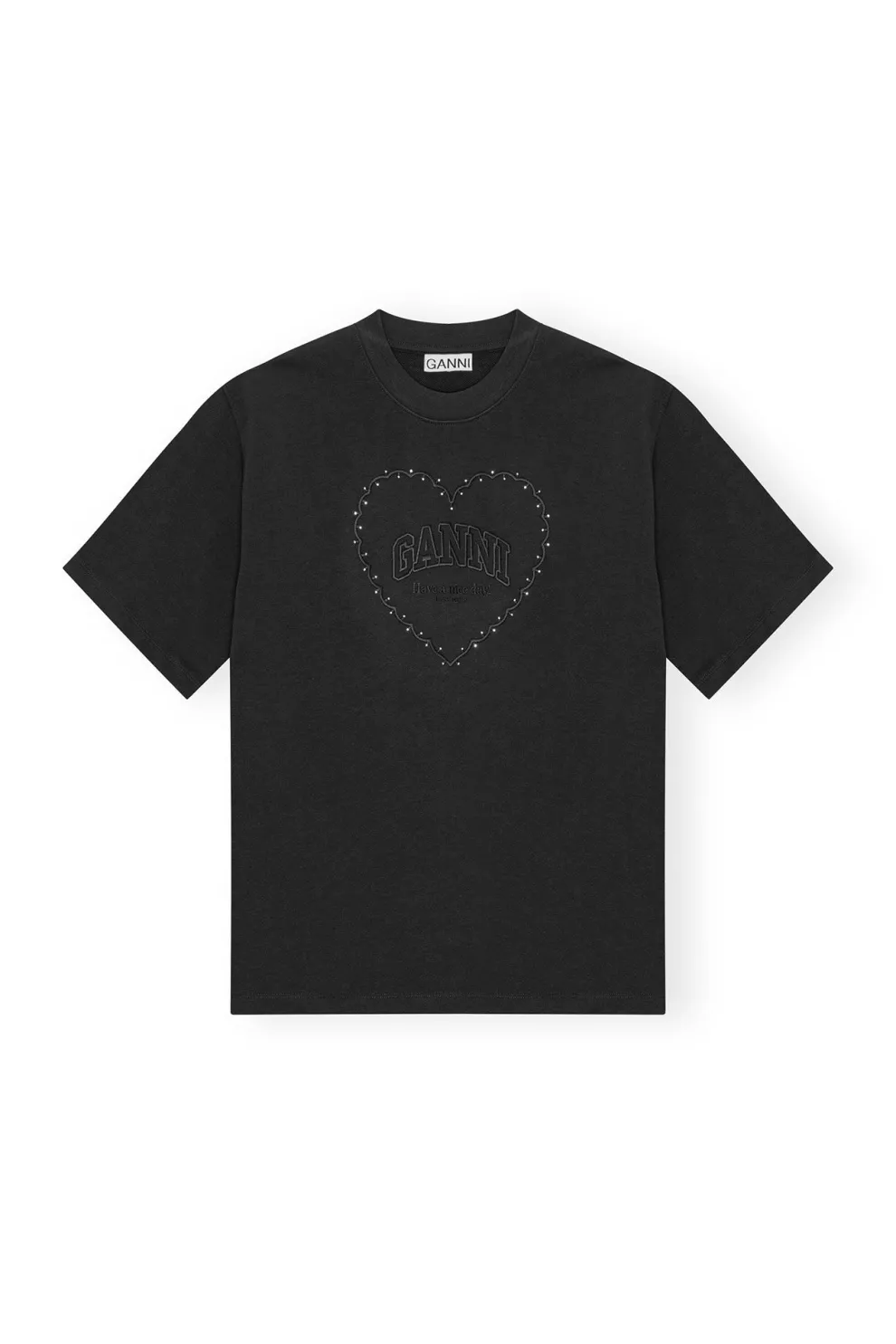 Ganni - Heavy Cotton Drop Shoulder Heart T-shirt
