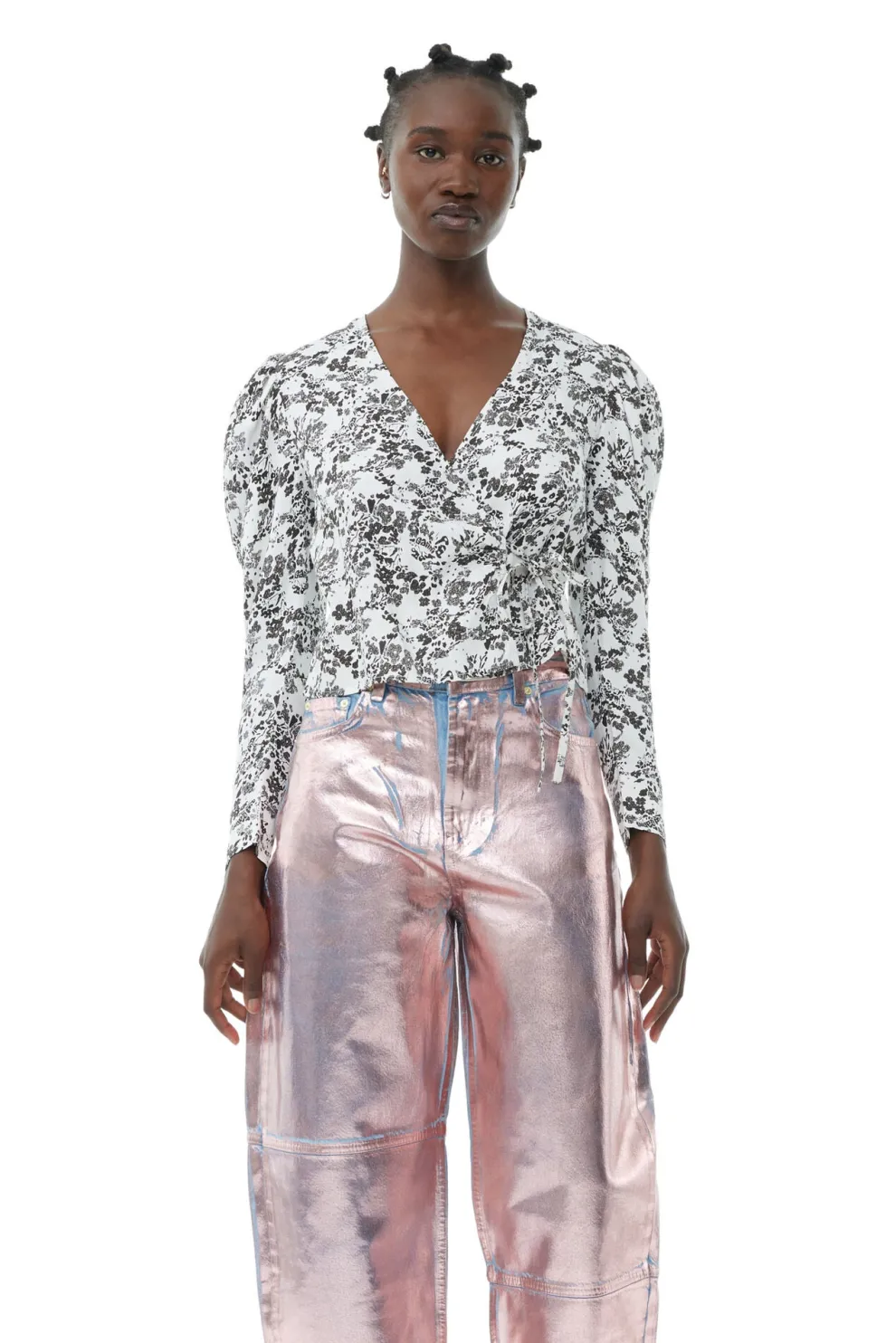 Ganni - Viscose Twill Wrap Blouse