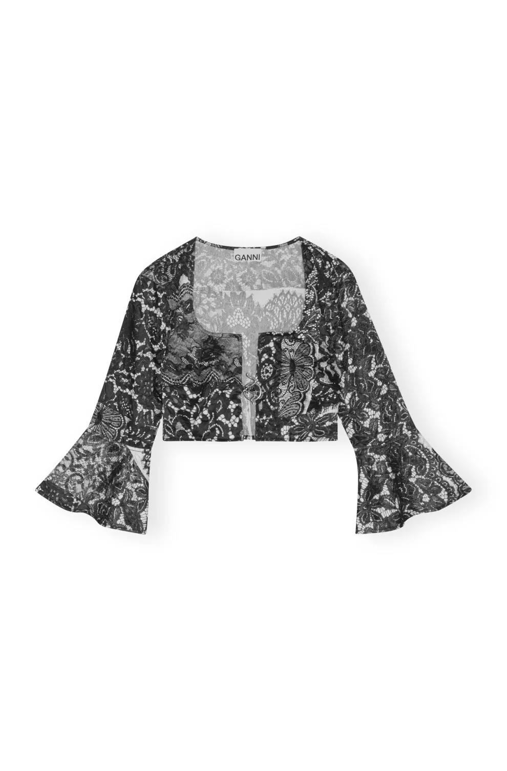 Ganni - Crinkled Satin Cropped Blouse